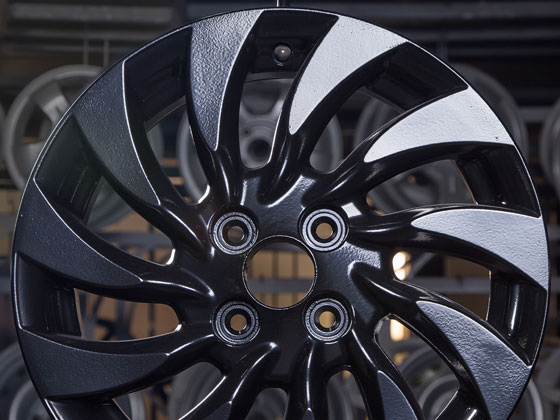 Black resin coated wheel