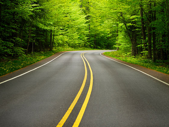 Winding asphalt road